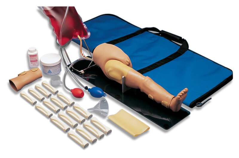 Simulador S407 de perna de Paciente com itens contidos no pacote